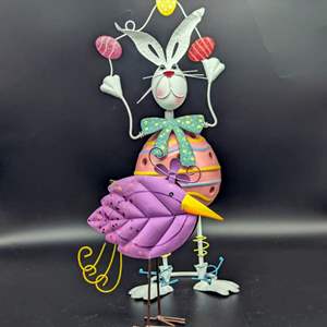 Lot #262 - Metal Bunny Easter and Bird Art 