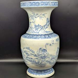 Lot #22 - 16" Chinese Porcelain Baluster Vase Blue On White