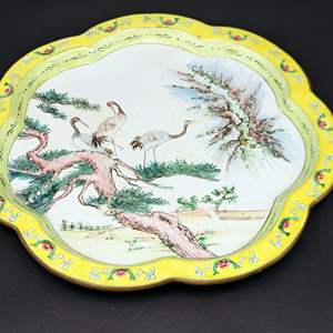 Lot #41 - Antique Chinese Export Enamel Copper Dish Plate 19th c. Canton Famille Rose