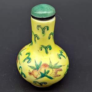 Lot #44 - CHINESE HAND-PAINTED PORCELAIN CERAMIC DRAGON SNUFF BOTTLE