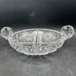 Lot #99 - Antique cut Crystal split two handled serving dish