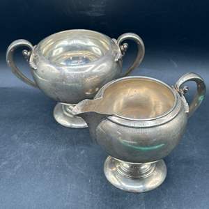 Lot #109 - Sterling silver, large cream and sugar (563g)