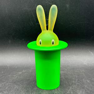 Lot #112 - Alessi Italy Vintage 1998 Magic Bunny Rabbit Toothpick Dispenser Neon Lime Green