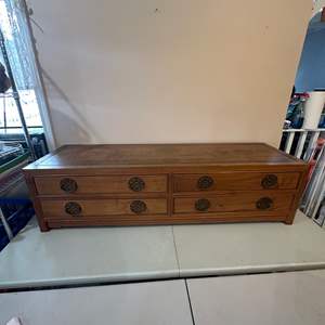 Lot #118 - Mid century Chinese low console, solid wood with dovetailed drawers