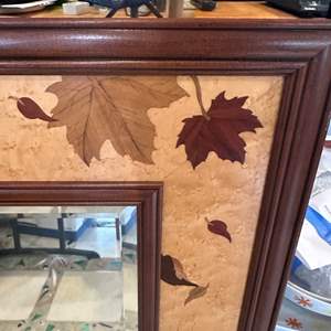 Lot #121 - Hudson River “Autumn Leaves” Inlay Wood Mirror. With wood chart on back