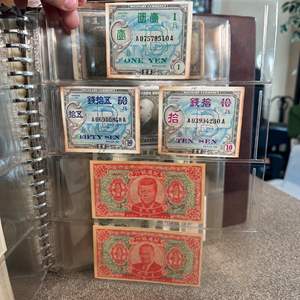 Lot #125 - Book of vintage paper money including Kennedy & Johnson Chinese Yuan "Hell Bank Notes”