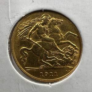 Lot #145 - 1911 Great Britain Gold Half Sovereign Coin