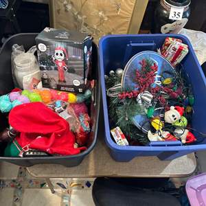 Lot #206 - Two totes of holiday goods