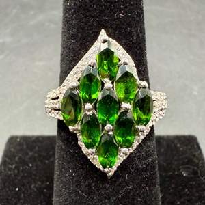 Lot #3  - Russian Diopside & Cambodian Zircon Sterling Silver Ring, Size 7, (3.20 ctw, 5gtw)