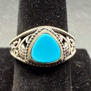 Lot #20  - Arizona Sleeping Beauty Turquoise Sterling Silver Ring, Size 7, (1.36ctw, 4gtw)