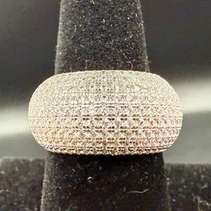 Lot #23  - White zircon dome shaped sterling silver ring, size 7 (4.50ctw, 8ths)