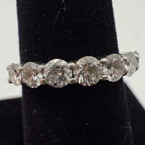 Lot #25  - Platinum & diamond, brilliant cut, E-F, Size 7.5 VS ring (1ctw)