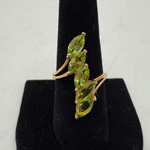 Lot #35  - Arizona Peridot Ring, yellow gold vermeil over Sterling Silver, Size 9 (4gtw)