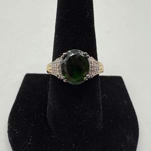 Lot #36  - Premium Russian Diopside & zircon yellow gold vermeil over sterling silver, size 9 (4.05ctw, 5gtw)