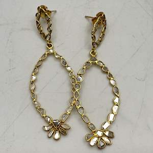 Lot #54  - Polki diamond gold vermeil dangle earrings (3.5gtw)