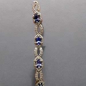 Lot #55  - Tanzanite & white zircon sterling silver bracelet (3.10ctw, 8.8gtw)