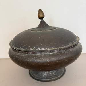 Lot #131  - Large vintage lidded bowl, bronze?