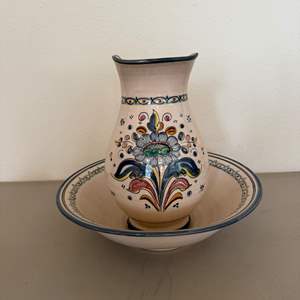 Lot #135  - Floral pitcher & wash basin 