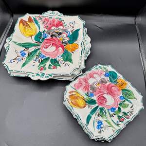 Lot #141  - Floral ceramic dishes made in Italy and numbered