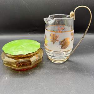 Lot #145  - MCM small pitcher & lidded trinket jar 