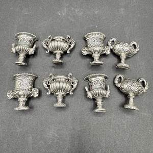 Lot #154  - Miniature Pewter Classic Urns Place Card Holders Set of 8