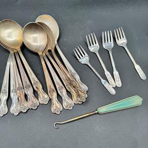 Lot #157  - Silver-plate flatware, including Disney Minnie Mouse forks 