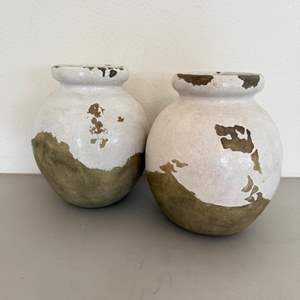 Lot #161  - Pair of Pottery Barn distressed vases 