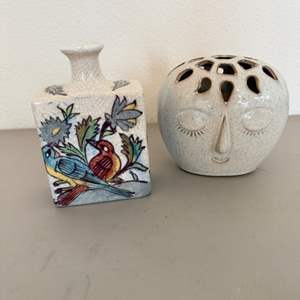 Lot #163  - Pottery barn & bohemian bud vases 