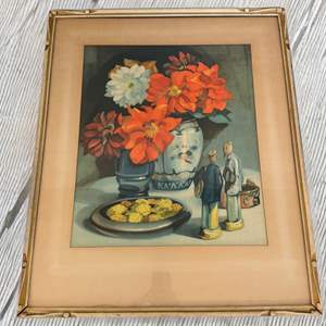 Lot #175  - Vintage framed Asian art