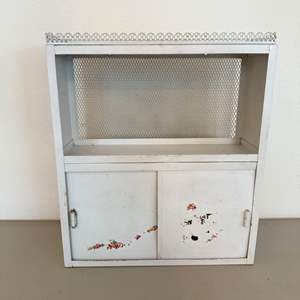 Lot #181  - Antique metal vanity/bathroom cabinet 