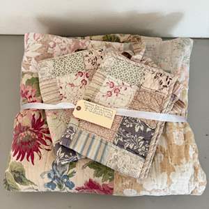 Lot #185  - Pottery Barn Blakely Queen sized floral patchwork quilt with 2 standard shams