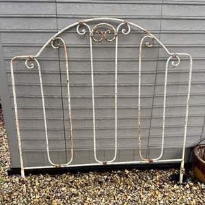 Lot #198  - Glorious rusty Queen size headboard, perfect for shabby chic room! 