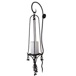 Lot #215  - Ornate hanging iron wall sconce, Pretty! 