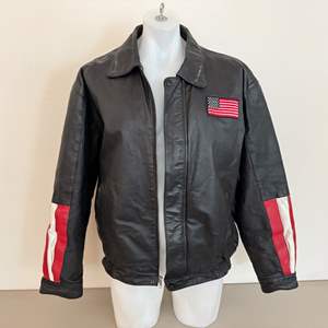 Lot #217  - Vintage XL leather USA jacket 