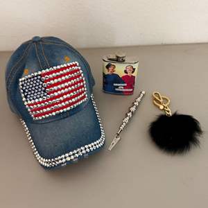 Lot #227  - Womens bedazzled USA hat, flask, keychain & more! 