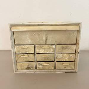 Lot #229  - Vintage Akro Mils marbelized jewelry organizer with some costume jewelry 