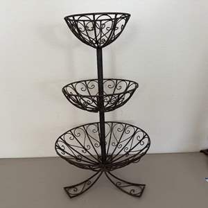 Lot #238  - Shabby chic metal 3-tier fruit basket 