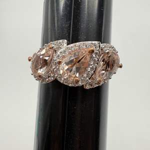 Lot #259  - Morganite & zircon rose gold plated over sterling silver (1.48ctw, 4.4gtw)