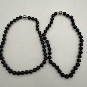 Lot #274  - Shugite beaded 18in necklaces with silver magnetic clasp