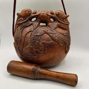 Lot #8 - Large Mokugyo, wooden carved Buddhist drum