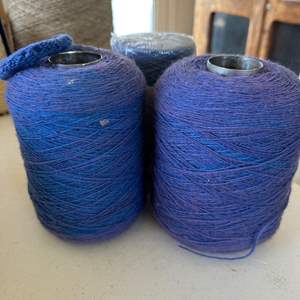 Lot #67 - 3 blue/purple large cotton Spools (Two match, 3rd in wrapping seems similar)