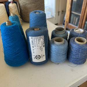 Lot #68 - Cotton, Linen, Wool silk, 9 blue spools