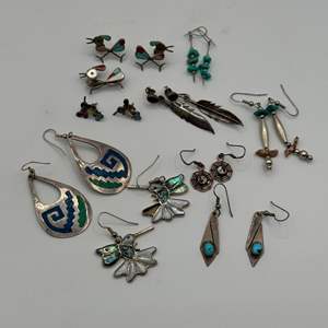 Lot #106 - American Indian, Zuni, Navajo and Mexico earrings