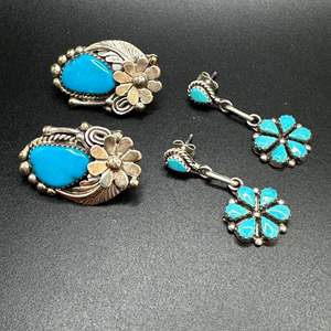 Lot #109 - Navajo, unmarked silver earrings