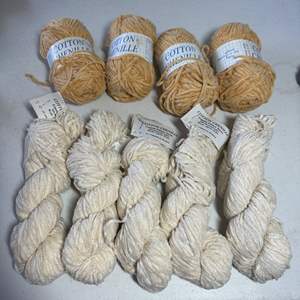 Lot #137 - Cotton Chenille 9 skeins, 2 tones, made in Belgium