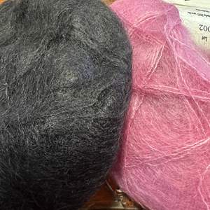 Lot #186 - Beautiful mohair/silk skeins: 9 pink, 10 charcoal