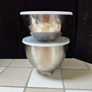 Lot #231 - Kitchenaid mixer bowls, with stacking lids 