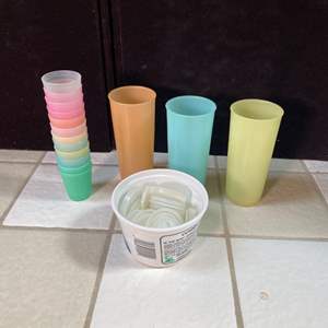 Lot #250 - Tupperware mini cups with lids and tumblers