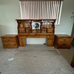 Lot #259 - Headboard with matching end tables