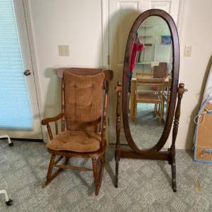 Lot #312 - Rocking chair and full length mirror